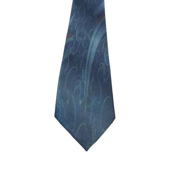 Vintage Wembley Neck Tie Mens Blue Abstract Polyester Made in USA Business Work - Picture 1 of 12
